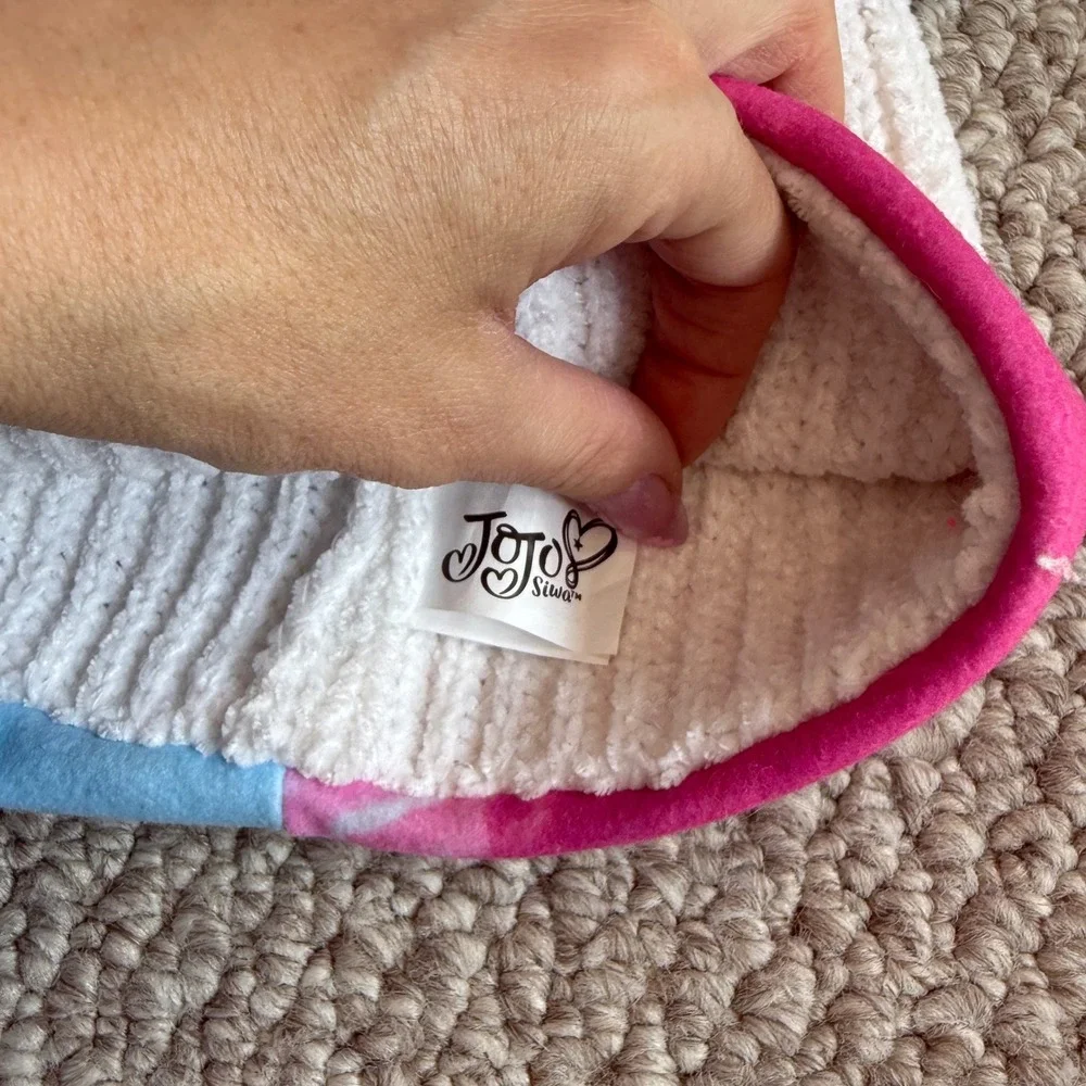 JoJo Siwa Nickelodeon Girls Ribbed Beanie Rainbow‎ Bow Tie Dye Cuff Hat OSFM